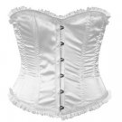 White Satin Fabric Steel Boning Overbust Fashion Corset Bustier