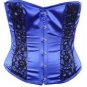 Blue Satin Fabric Steel Boning Overbust Fashion Corset Waist Cincher Bustier