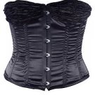 Black Satin Fabric Steel Boning Overbust Fashion Corset Waist Cincher Bustier