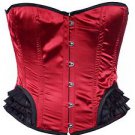 Red Satin Fabric Steel Boning Overbust Fashion Corset Waist Cincher Bustier