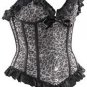 Black & Silver Leopard Fabric Steel Boning Overbust Fashion Corset Waist Bustier
