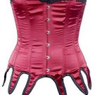 Maroon Satin Fabric Steel Boning Overbust Fashion Corset Waist Cincher Bustier