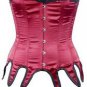 Maroon Satin Fabric Steel Boning Overbust Fashion Corset Waist Cincher Bustier