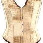 Beige Velvet Fabric Steel Boning Overbust Fashion Corset Waist Cincher Bustier