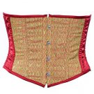 Maroon Brocade Fabric Steel Boning Underbust Fashion Corset Waist Cincher