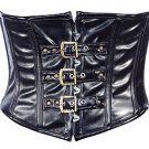 Black Faux Leather Steel Boning Underbust Fashion Corset Waist Cincher
