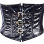 Black Faux Leather Steel Boning Underbust Fashion Corset Waist Cincher
