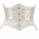 Silver Floral Brasso Velvet Fabric Steel Boning Underbust Corset/Waist Cincher