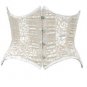 Silver Floral Brasso Velvet Fabric Steel Boning Underbust Corset/Waist Cincher