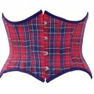 Red & Blue Check Steel Boning Underbust Fashion Corset/Waist Cincher