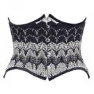 Black Floral Fabric Steel Boning Underbust Fashion Corset Waist Cincher