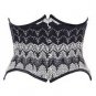 Black Floral Fabric Steel Boning Underbust Fashion Corset Waist Cincher