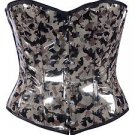 Green Military Print Fabric Steel Boning Overbust Fashion Corset Bustier