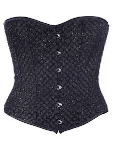 Black Cutwork Fabric Steel Boning Overbust Fashion Corset Bustier