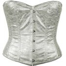 Silver Faux Leather Fabric Steel Boning Overbust Fashion Corset Bustier