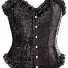 Black Velvet Fabric Steel Boning Overbust Fashion Corset Bustier