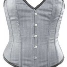 Grey Striped Corporate Steel Boning Overbust Fashion Corset Bustier