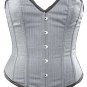 Grey Striped Corporate Steel Boning Overbust Fashion Corset Bustier