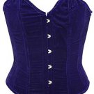 Blue Velvet Fabric Steel Boning Overbust Fashion Corset Bustier