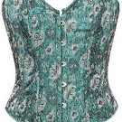 Green Floral Jacquard Fabric Steel Boning Overbust Fashion Corset Bustier