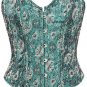 Green Floral Jacquard Fabric Steel Boning Overbust Fashion Corset Bustier