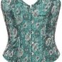 Green Floral Jacquard Fabric Steel Boning Overbust Fashion Corset Bustier