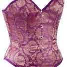 Purple Ethnic Indian Fabric Steel Boning Overbust Fashion Corset Bustier