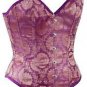Purple Ethnic Indian Fabric Steel Boning Overbust Fashion Corset Bustier