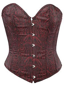 Brown Ethnic Brocade Fabric Boning Overbust Fashion Corset Bustier