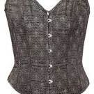 Brown Brocade Fabric Steel Boning Overbust Fashion Corset Bustier