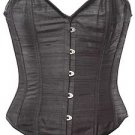 Black Silk Steel Boning Overbust Fashion Corset Bustier