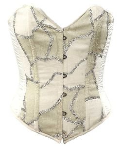 Elegant Patchwork Fabric Steel Boning Overbust Fashion Corset Waist Cincher