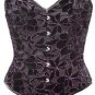 Black Floral Fabric Cutwork Steel Boning Overbust Corset Bustier