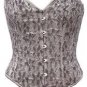 Floral Net with Satin Fabric Steel Boning Overbust Corset Bustier