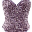 Floral Sequin Fabric Steel Boning Overbust Corset Bustier - Miracle Corsets