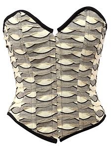 Shredded Fabric Cutwork Steel Boning Overbust Corset Bustier - Miracle Corsets