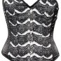 Black Satin Ornamental Fabric Steel Boning Overbust Corset Bustier