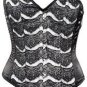 Black Satin Ornamental Fabric Steel Boning Overbust Corset Bustier