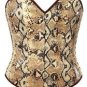 Cobra Print on White Faux Leather Steel Boning Overbust Corset Bustier