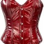 Red Faux Leather Steel Boning Overbust Corset Bustier