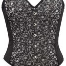 Black Denim with Sparkle Embossing Fabric Steel Boning Overbust Corset Bustier