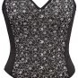 Black Denim with Sparkle Embossing Fabric Steel Boning Overbust Corset Bustier