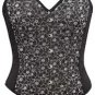 Black Denim with Sparkle Embossing Fabric Steel Boning Overbust Corset Bustier