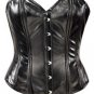 Black Faux Leather Steel Boning Overbust Corset Bustier - Miracle Corsets