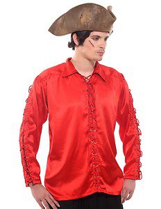 Gothic Frilly Ruffled Pirate Costume Shirt - C1307 [Red]