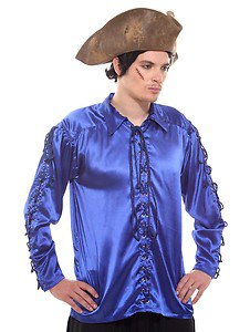 Gothic Frilly Ruffled Pirate Costume Shirt - C1307 [Blue]