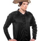 Gothic Frilly Ruffled Pirate Costume Shirt - C1307 [Black]