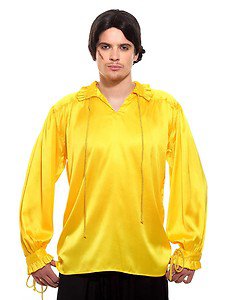 Gothic Frilly Ruffled Pirate Costume Shirt - C1302 [Gold]
