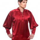 Gothic Frilly Ruffled Pirate Costume Shirt - C1301 [Wine]