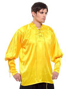 Gothic Frilly Ruffled Pirate Costume Shirt - C1301 [Gold]
